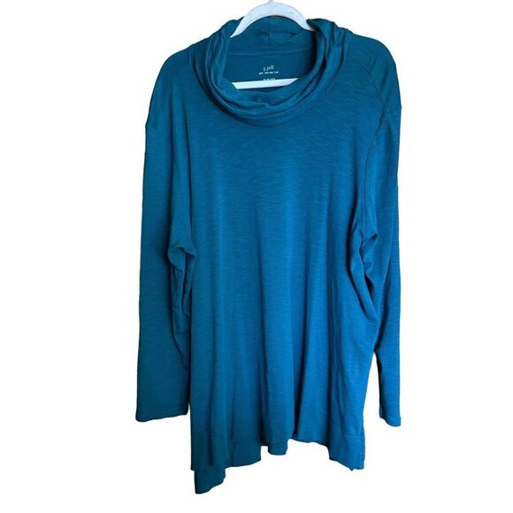 J. Jill Tops - J Jill Blouse Womens 2X Blue Pima Cowl Neck Tunic Top Cotton Shirt Ladies